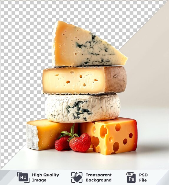 PSD high quality transparent psd set of cheeses isolated on a transparent background