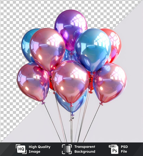 high quality transparent psd set of colorful balloons isolated on transparent background