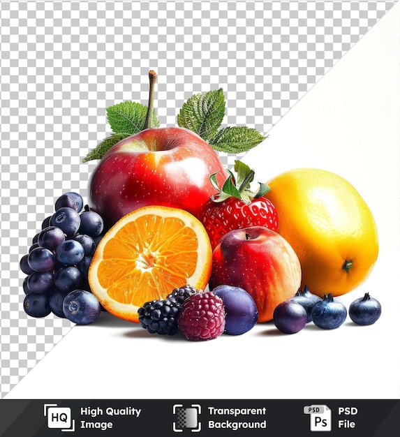 high quality transparent psd set of fresh fruits isolated on a transparent background