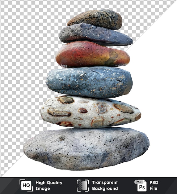 PSD high quality transparent psd stacked stones for zen gardens isolated on transparent background