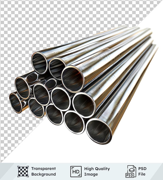 high quality transparent psd steel pipes isolated on transparent background