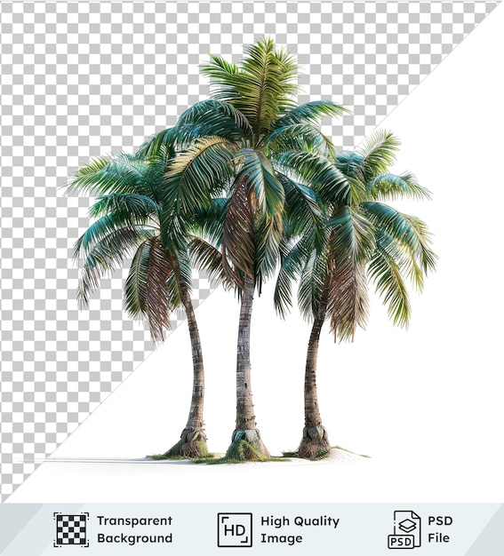 high quality transparent psd tropical palm trees variety isolated on transparent background