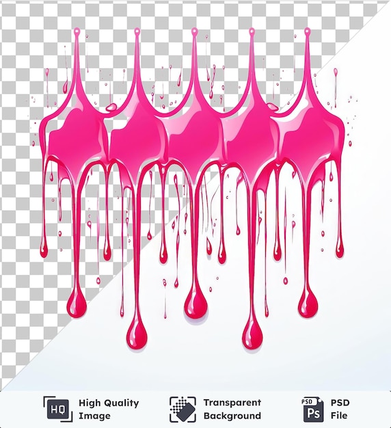 high quality transparent psd vector paint drips symbol neon pink on a isolated background