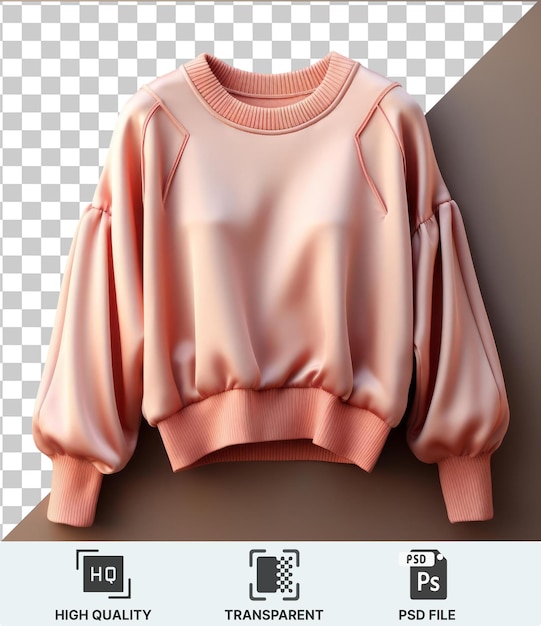 high quality transparent psd a womans blouse displayed against a white wall featuring a pink top and a long arm in the foreground