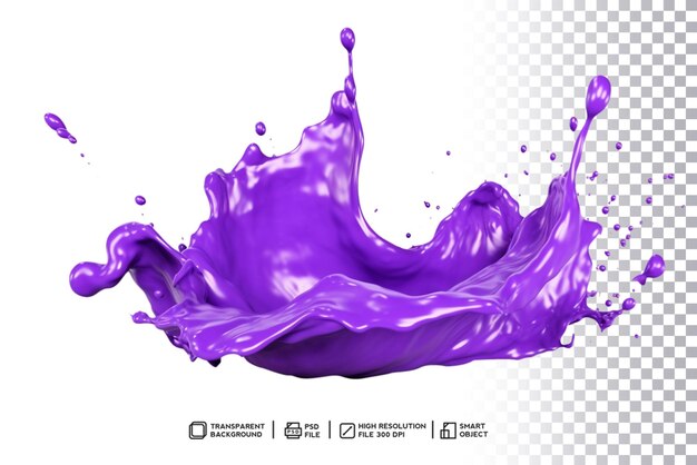 PSD high resolution photoshop purple color splash with clear background