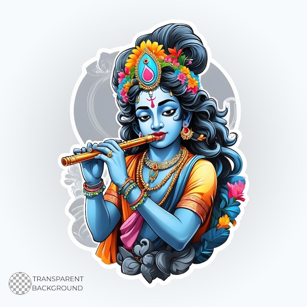 high resolution Sticker illustration of lord krishna