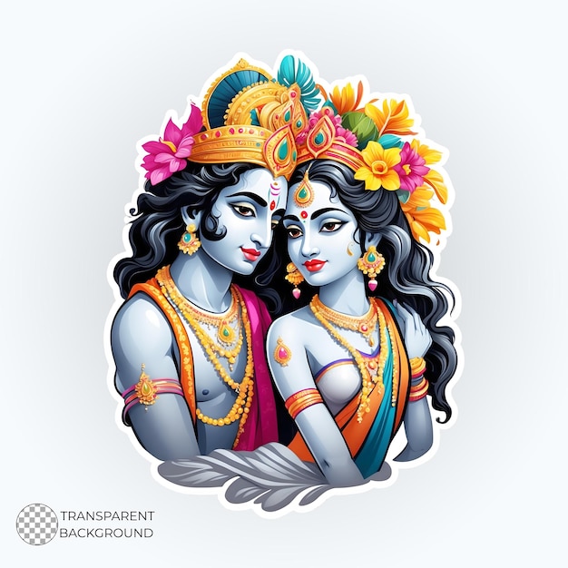 high resolution Sticker illustration of lord radha krishna