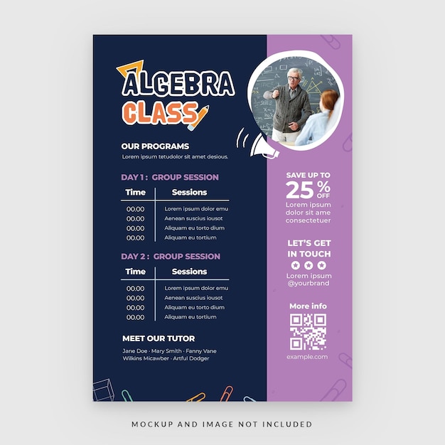 High School Math Education Flyer Template in PSD V2