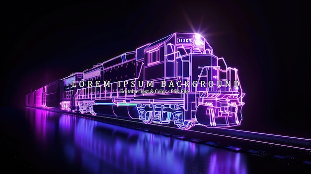 PSD high speed futuristic train multicolor dynamic illustration