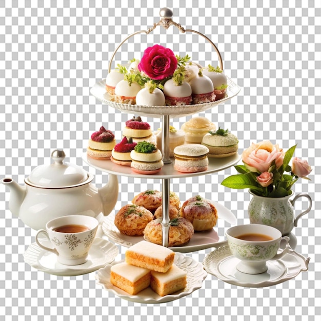 high tea afternoon tea on transparent backgroundhigh tea afternoon tea on transparent background