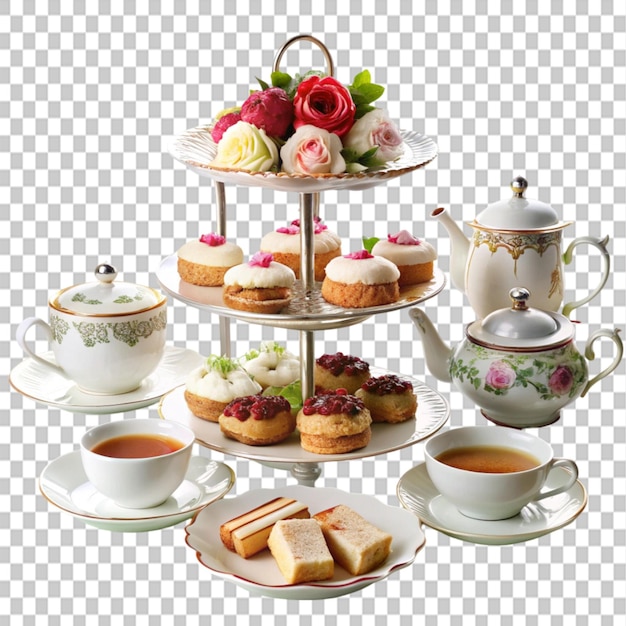 high tea afternoon tea on transparent backgroundhigh tea afternoon tea on transparent background