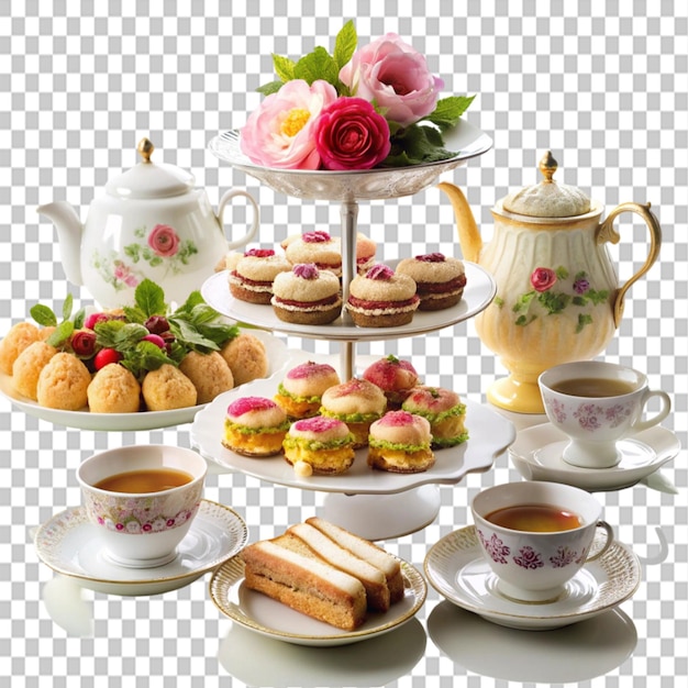 high tea afternoon tea on transparent backgroundhigh tea afternoon tea on transparent background