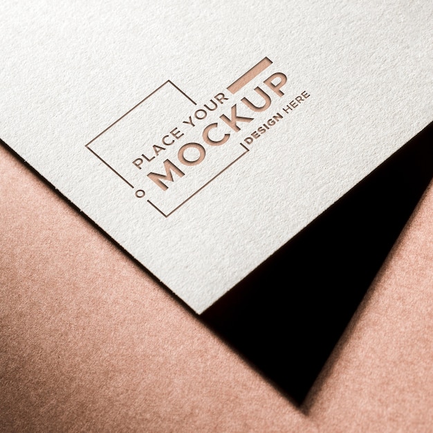 High view business card mock-up and shadow