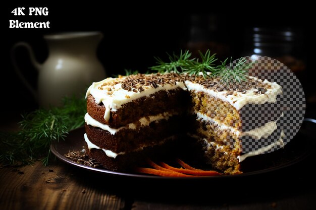 PSD highangle view of a delicious chocolate cake on transparent background