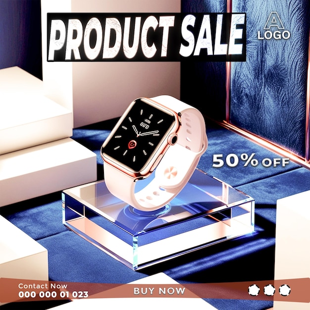 PSD highend watch advertising big sale web banner design ideas ai generative