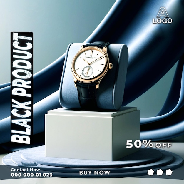 PSD highend watch advertising big sale web banner design ideas ai generative