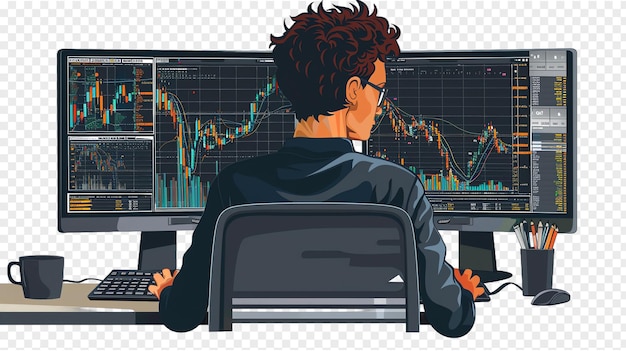 PSD highfrequency trader illustration isolated on transparent background