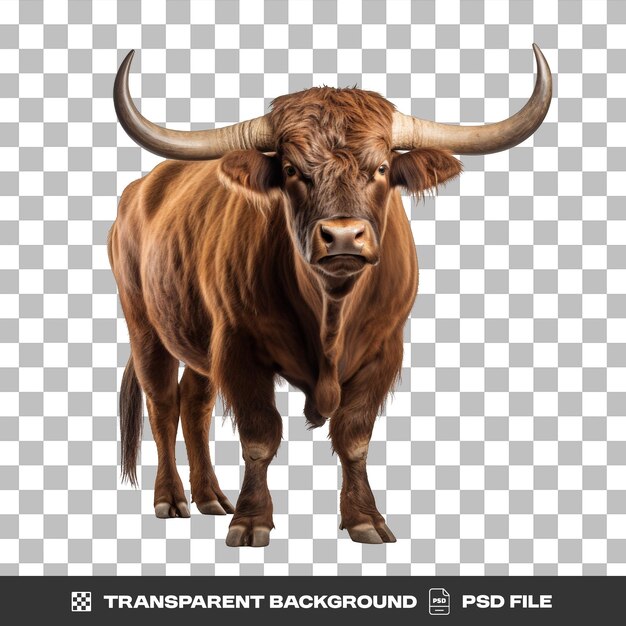 PSD a highland bull isolated on a transparent or white background