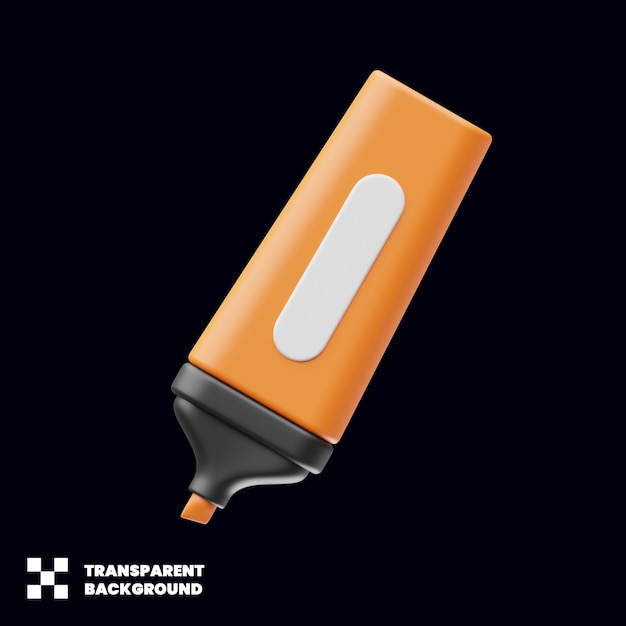 Highlighter Marker Pen Icon In Minimalist 3D Render