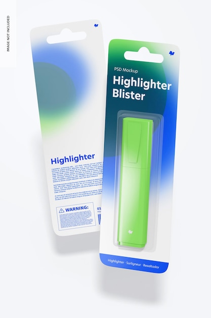 Highlighters Blister Mockup, Floating