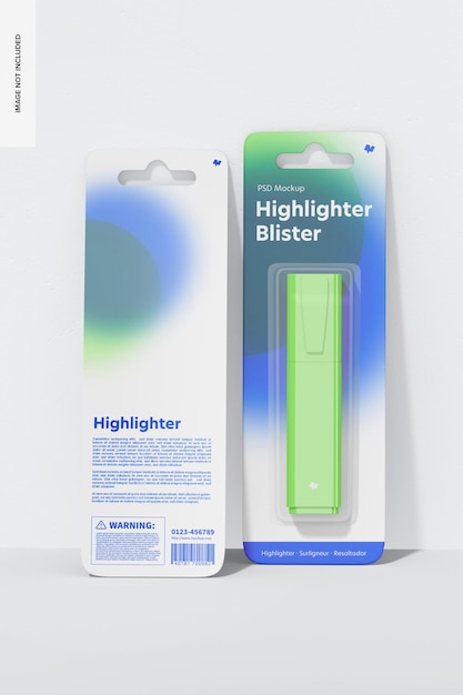 Highlighters Blisters Mockup, Leaned