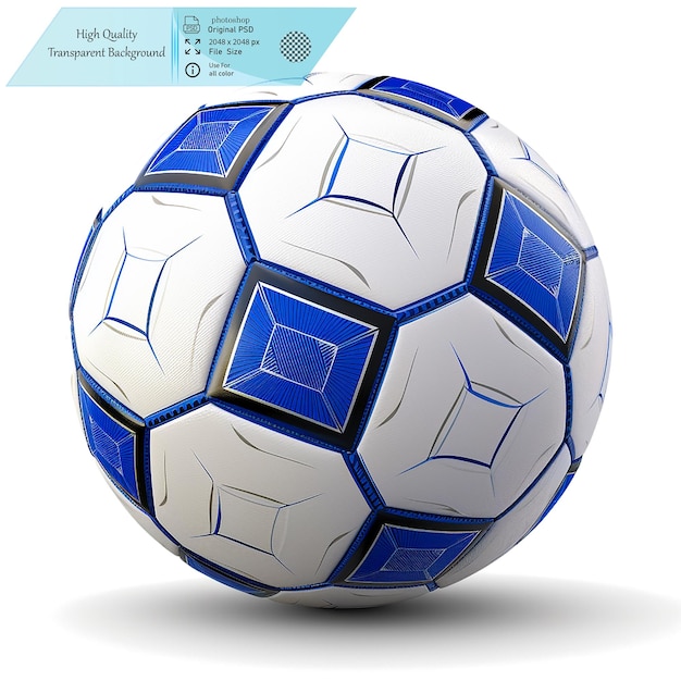 PSD a highly detailed soccer ball with realistic textures on transparent background