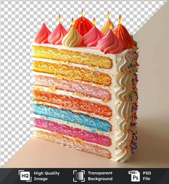 Highquality colorful PSD birthday cake slices isolated on transparent background