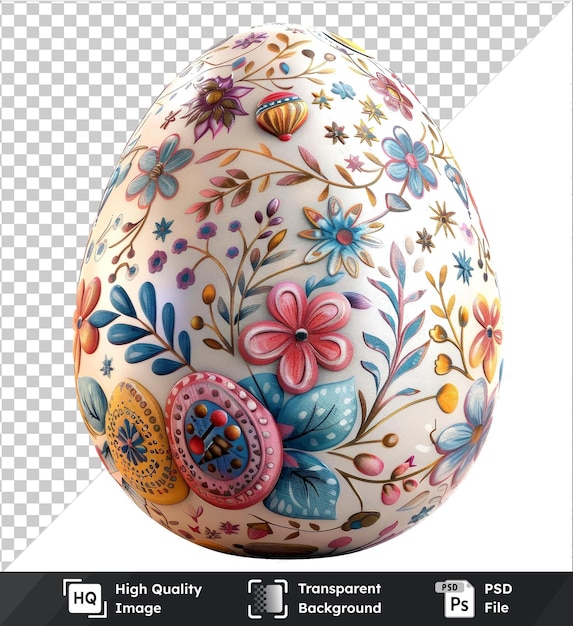 PSD highquality psd easter card design with colorful flowers egg and transparent background