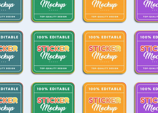 PSD highquality sticker mockup collection