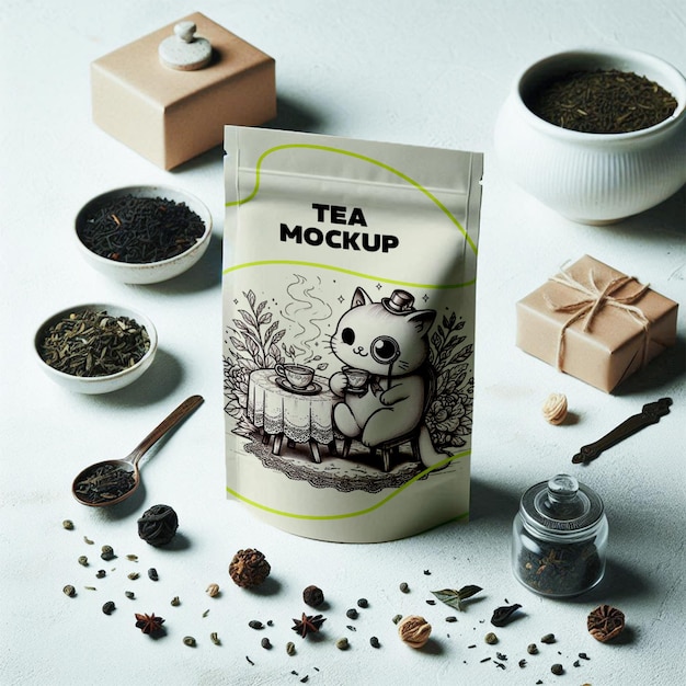 A highquality tea pouch mockup Psd