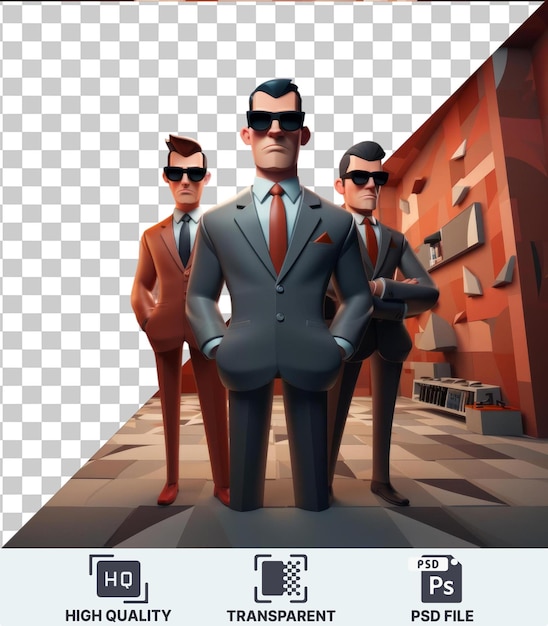 HighQuality Transparent PSD 3D spy cartoon on a secret mission