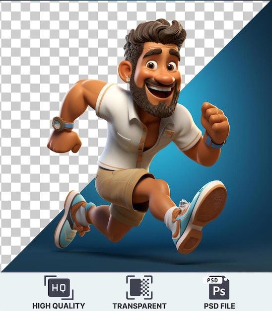 HighQuality Transparent PSD 3D tennis player cartoon acing a powerful serve