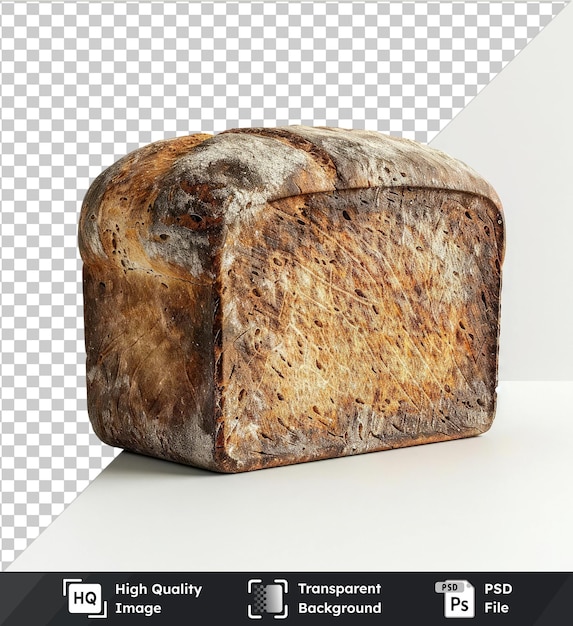 Highquality transparent PSD of hyperrealistic rye bread on a transparent background against a