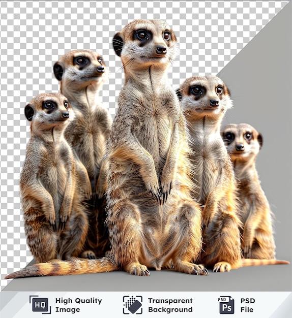 Highquality transparent PSD set of meerkat isolated featuring animals with black brown and