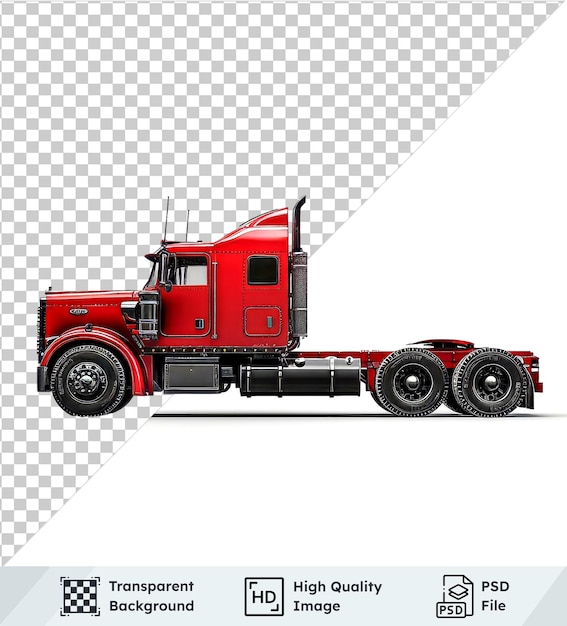 Highquality transparent red truck on a white sky background