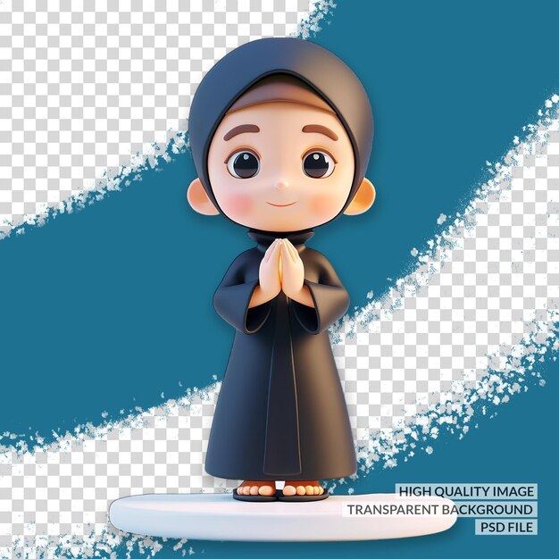 hijab character 3D PNG clipart transparent isolated background