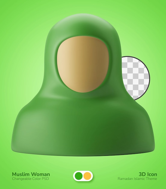 hijab muslim woman avatar head portrait profile 3d icon illustration ramadan islamic theme