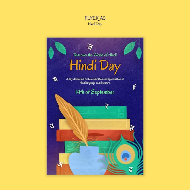 PSD hindi day template design