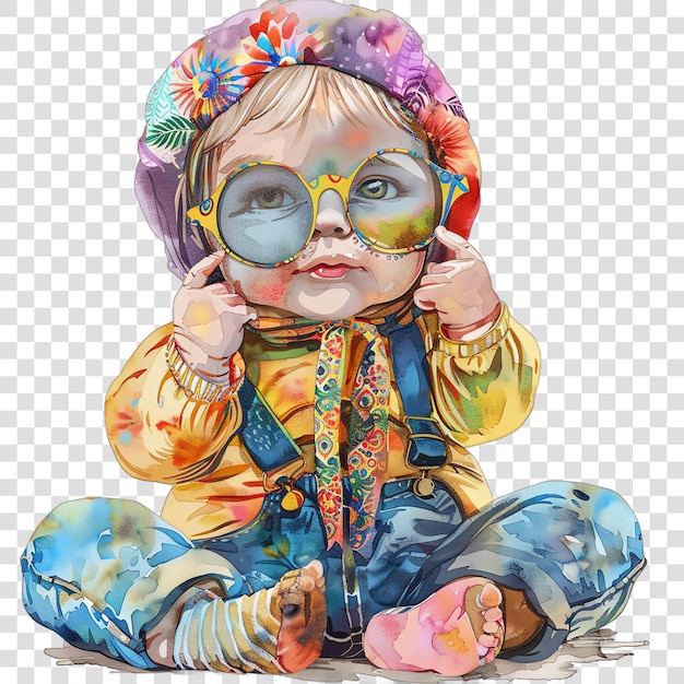 Hippie Baby illustration watercolor