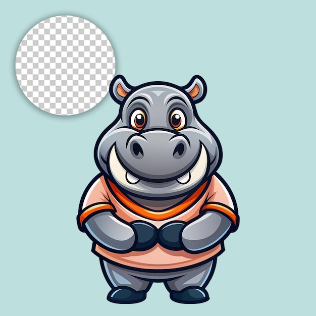 PSD hippo portrait logo on transparent background