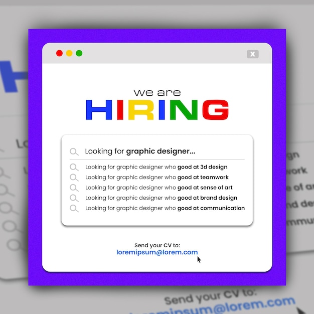 Hiring announcement poster or banner template