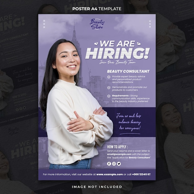 PSD hiring job vacancy poster a4 or banner template