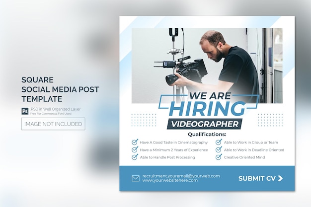 PSD hiring job vacancy square web banner or social media post template