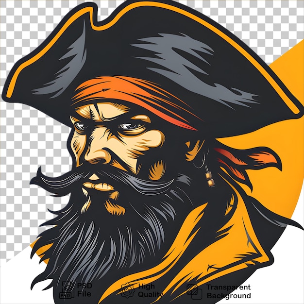 Historic Pirate Captain Wearing a Black Hat Tshirt design on transparent background