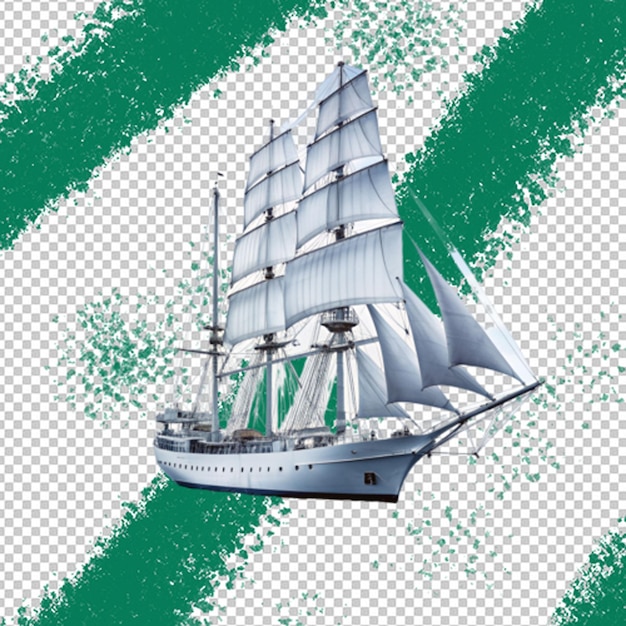 Historic sailing ship with sails