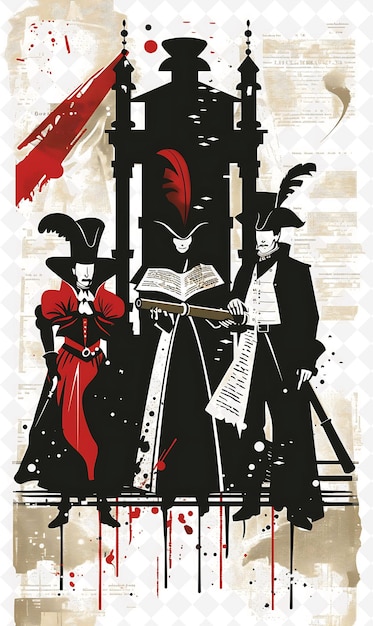 Historical Landmark With Voters Dressed in Period Costumes v Flat Illustration Poster Design