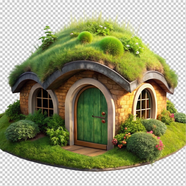 PSD hobbit style house on transperent back ground