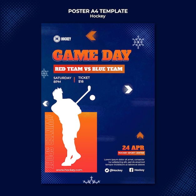 Hockey sport poster design template