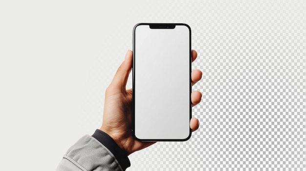 holding a phone with a transparent background