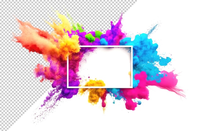 Holi color powder mockup with frame